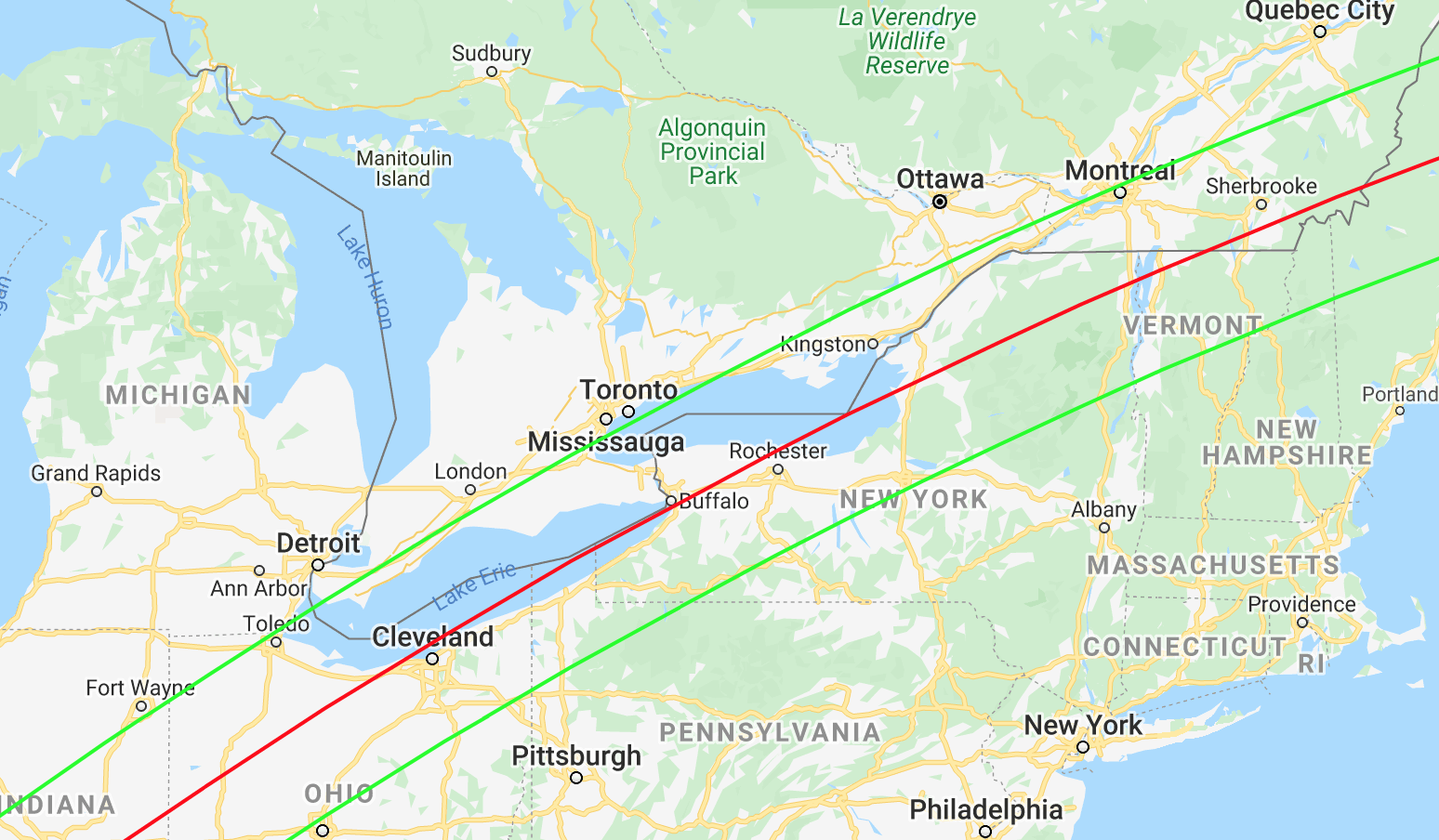 map of path of totality 2024 rochester and western NY