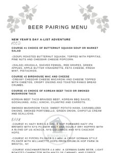 Beer Pairing Menu