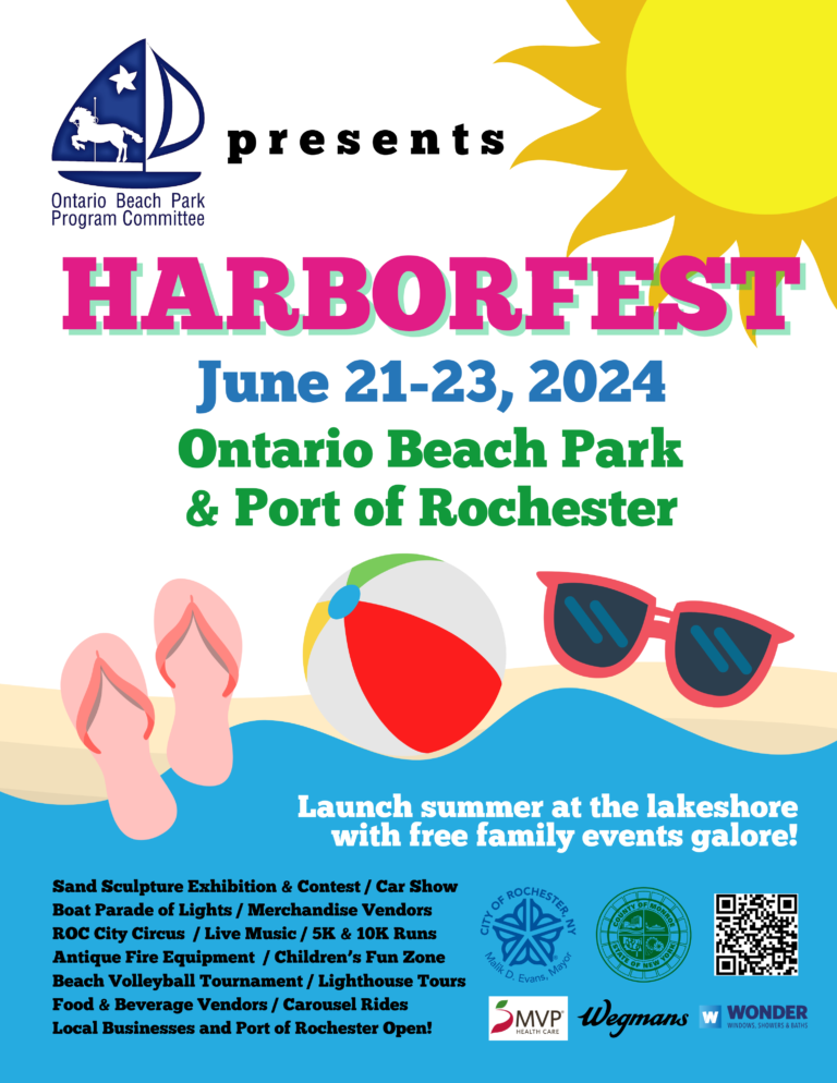Flyer for 2024 Harborfest in Rochester, NY on weekend of June 21-23, 2024.