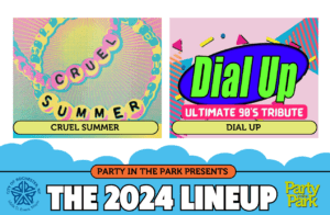 Rochester's concert series, Party in the Park 2024, lineup for week 5 with Cruel Summer & Dial Up.