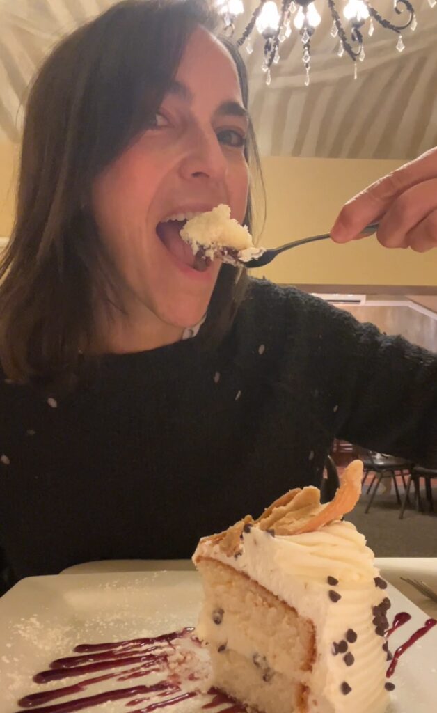 Amy Eating Cake at Joey's Pasta House