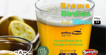 Coming up – Bites and Sips on the Golf Course Brews, Birdies and Bites Event graphic