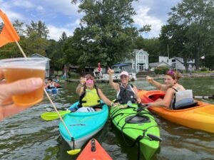 Women at kayak brewery tour in Rochester NY